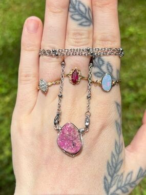 Pink calbolto calcite interchangeable necklace